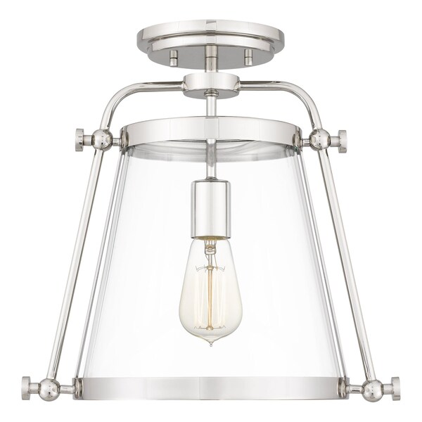 Quoizel Cardiff 1-Light Polished Nickel Semi-Flush Mount QFL5344PK - main